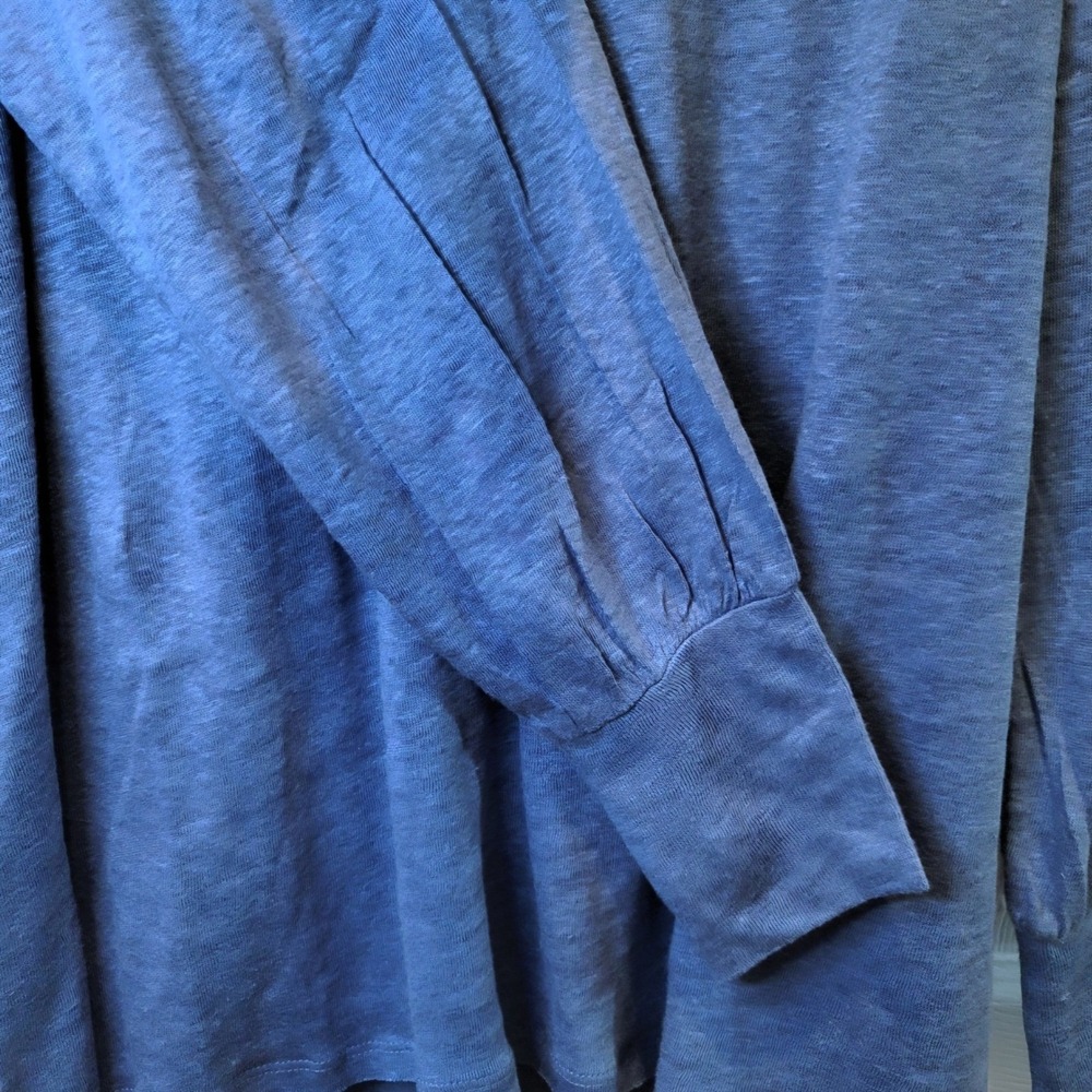 Sundance Forever and Always Linen Long Sleeve Pullover Top Sz Medium Blue - Picture 6 of 13